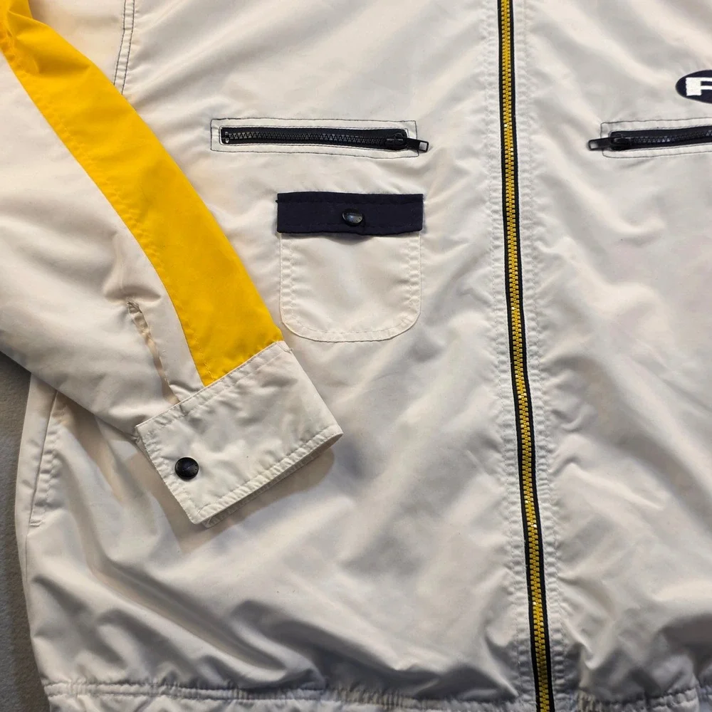 Vintage Perry Ellis America Windbreaker Jacket Mens‎ Large White Navy Yellow 90s - Picture 3 of 10